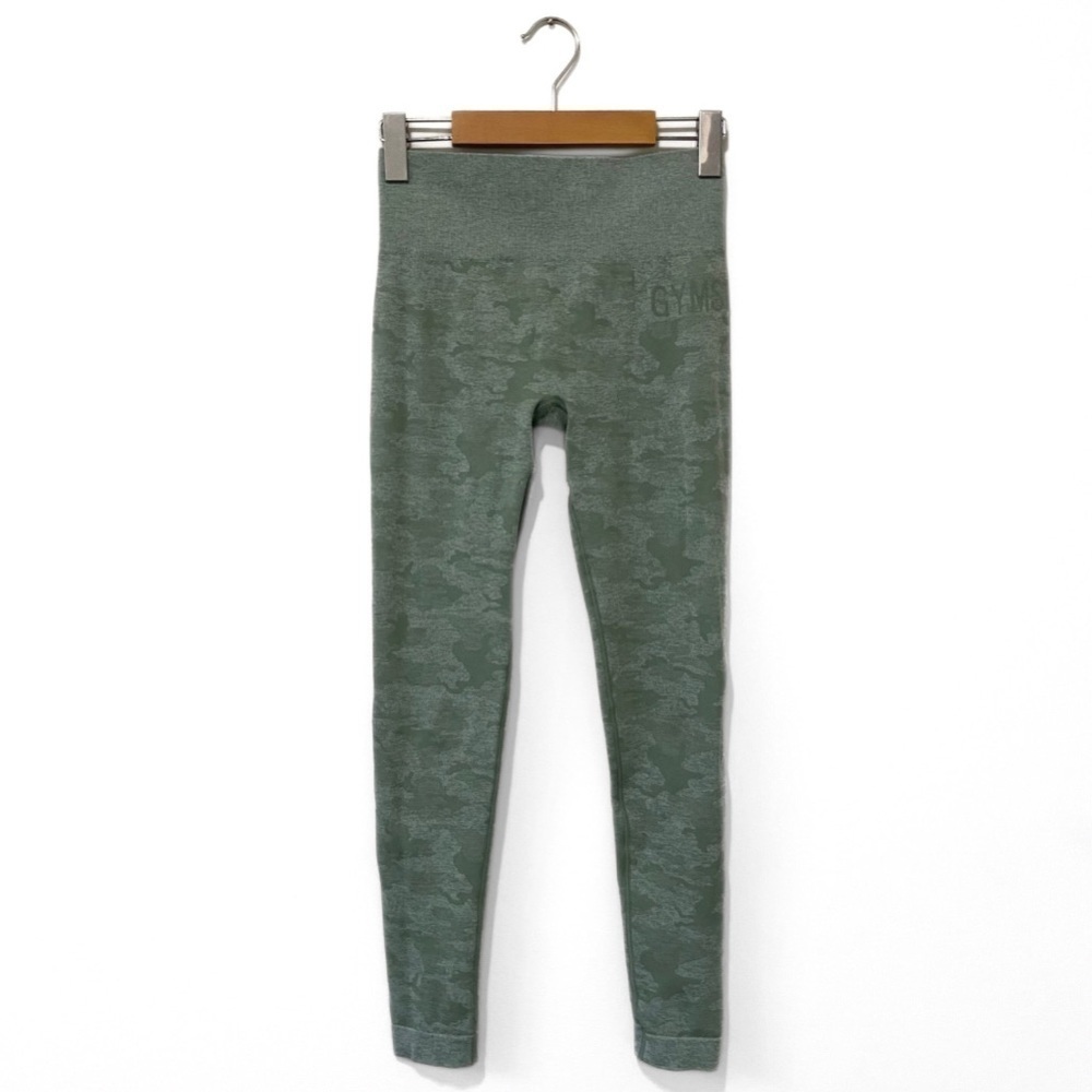 Gymshark Green Camo High-Rise Ribbed Leggings Size Small